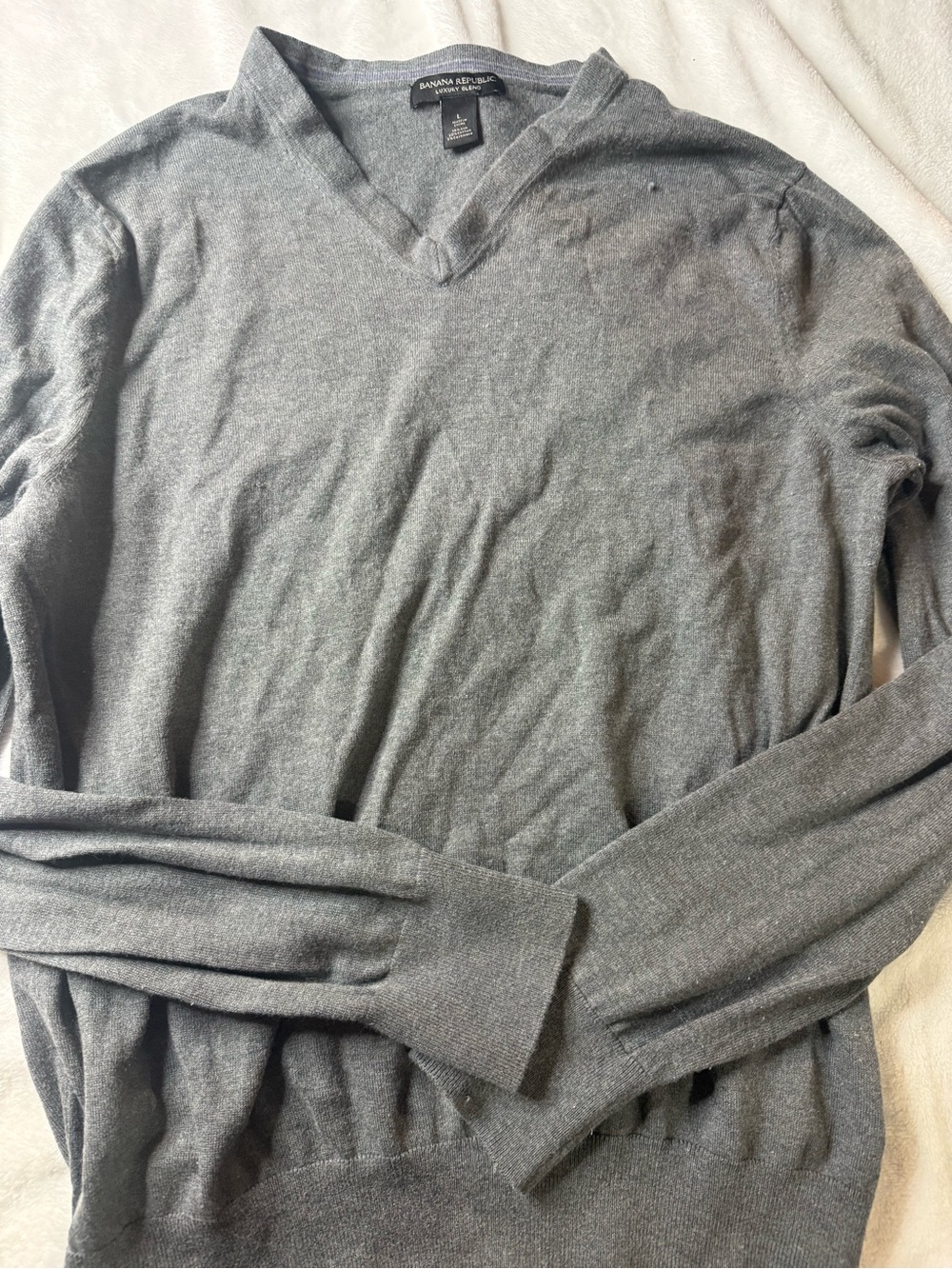 Banana Republic Men's Charcoal V-Neck Sweater